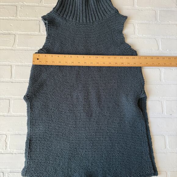Soft Surroundings Paola Blue Knit Sleeveless Turtleneck Tunic Sweater Vest-sz M - Picture 6 of 7